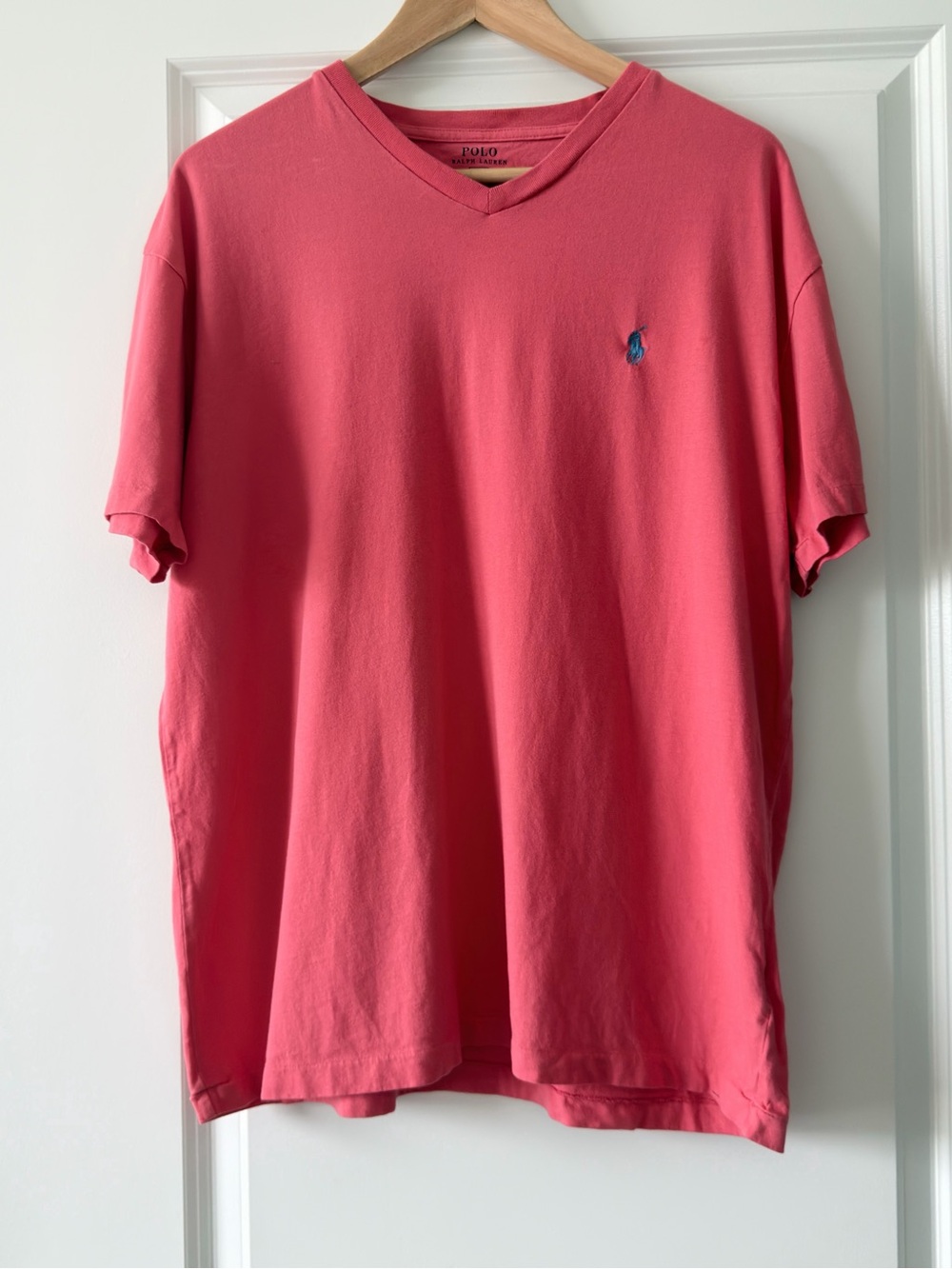 Polo by Ralph Lauren Coral Pink V-Neck Short Sleeve Shirt